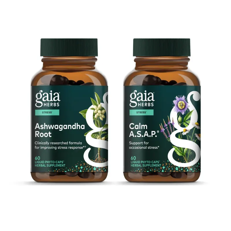 Gaia Herbs Calm A.S.A.P + Ashwagandha Root Wellness virtual Bundle