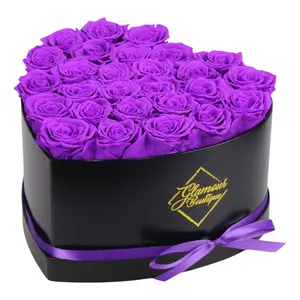 Immortal Love Black Heart | 27 Purple Roses Decor Box