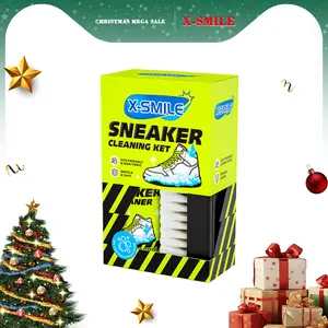 X-SMILE Sports Shoe Cleaning Set 4-Piece Stain Removal Kit for Various Shoe Types Wet Wipes Sneaker Dry Cleaner with Built-in Brush