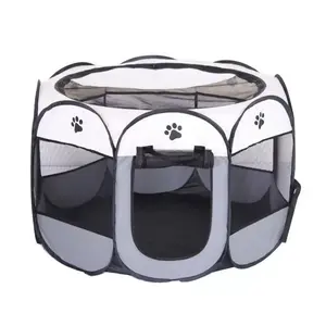 Pet Whelping Tent, Octagonal Pet Tent, Foldable Portable Oxford Cloth Pet Bed, Cat & Dog Den, Easy to Operate, Large Dog Cage, Cat Bowl & Litter Box Compartment, Playpen, Suitable for Outdoor Camping.