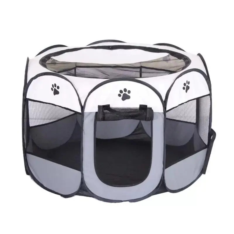 Pet Whelping Tent, Octagonal Pet Tent, Foldable Portable Oxford Cloth Pet Bed, Cat & Dog Den, Easy to Operate, Large Dog Cage, Cat Bowl & Litter Box Compartment, Playpen, Suitable for Outdoor Camping.