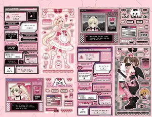 Anime Girl Sticker - Anime Character Design with Love Simulation and Decorative Elements for Home Decor
