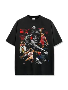 Michael Jordan Championship Legacy Graphic T-Shirt Round Neck Oversized Crew Neck Moisture Wicking Basketball Training Outdoor Casual Wear Streetwear