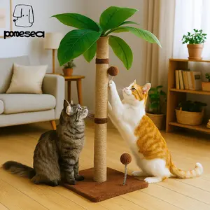 POMESEA Cat Scratching Post, 34'' Tall Scratchers Post for Indoor Cats, Cute Cat Tree Climbing Post for Large Cats and Kittens, Palm Tree