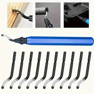 1 Pcs Metal Handle Deburring Tool Holder Deburring Tool with 10 HSS Blades for Metal, Resin, PVC Pipes, Copper Beauty & Personal Care