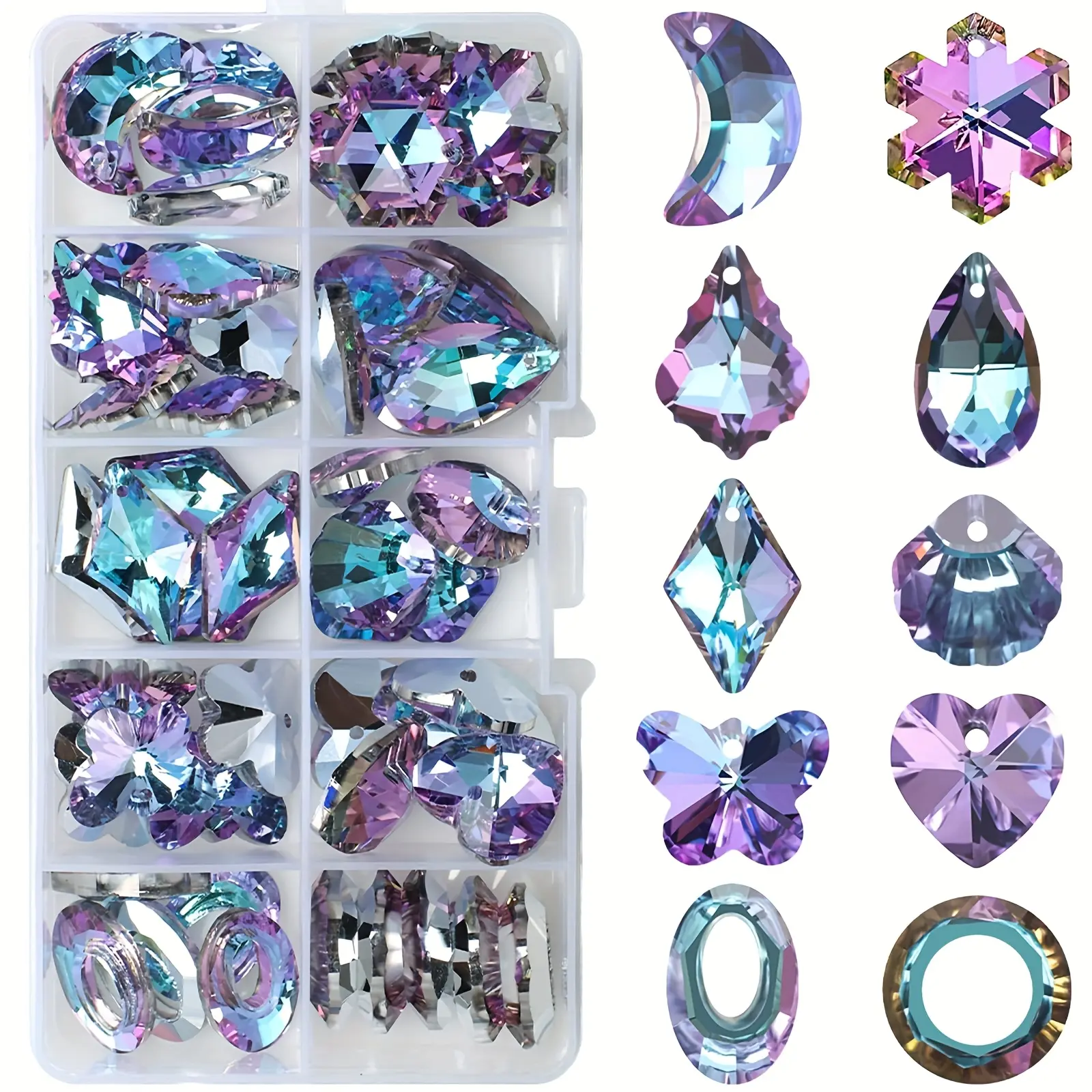 50 Crystal Beads Kit Colorful Prism Glass Hanging Garden DIY Light Pendants Decorations, Large Decorative Beads Window Sunshade Accessories, Crystal Craft Kit, Crystal Diy Charms, Crystal Beaded, Beaded Set