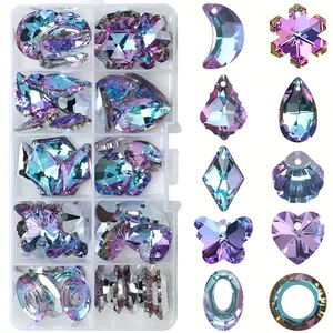 50 Crystal Beads Kit Colorful Prism Glass Hanging Garden DIY Light Pendants Decorations, Large Beads Window Sunshade Accessories, Crystal Craft Kit, Crystal Diy Charms, Crystal Beaded