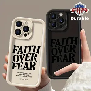 Faith Over Fear Comfortable to Hold, Durable And Stylish, High Quality Protective Phone Case, for Iphone 16/15/14/13/12/11/X Series, Black/White Background, Camera Lens Protection, Shockproof, Anti Slip, Lightweight,TPU Material Smartphone Cover Cellphone