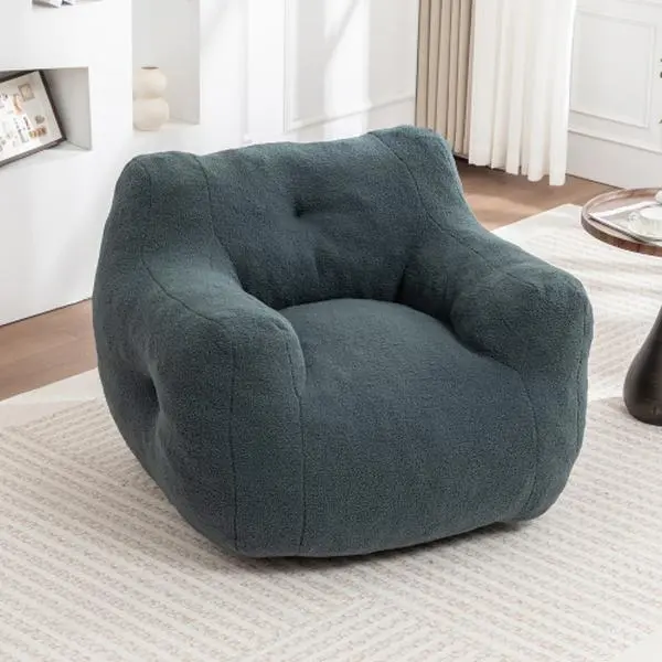Niccae Oversized Navy Bean Bag Chair with Armrests - Cloud-Like Memory Foam Stuffed Lounger, Bean Bag Sofa, Easy-Clean Stable Furniture for Adults - Fitness for Everyone Living Room Bedroom Reading Use