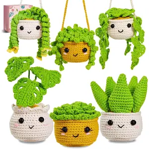 Crochet Kit for Beginners,Crochet Starter Kits with Step-by-Step Video Tutorials, DIY Craft Kits Amigurumi Knitting Supplies, Monstera  Family (40%+ Yarn)