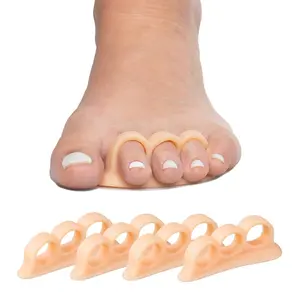 Corrector Gel Toe Straighteners with 3 Separator Loops - Realign Bent, Crooked, Curled, Claw, Hammer Toes - Cushion Crest for Men and Women - Beige