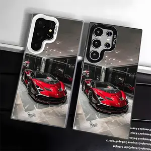 Casing For SAMSUNG GALAXY S22 S23 S24 FE ULTRA Performance Car Black and white Stylish Acrylic Shockproof Protection Anti-Drop Phone Cases Shell Cover