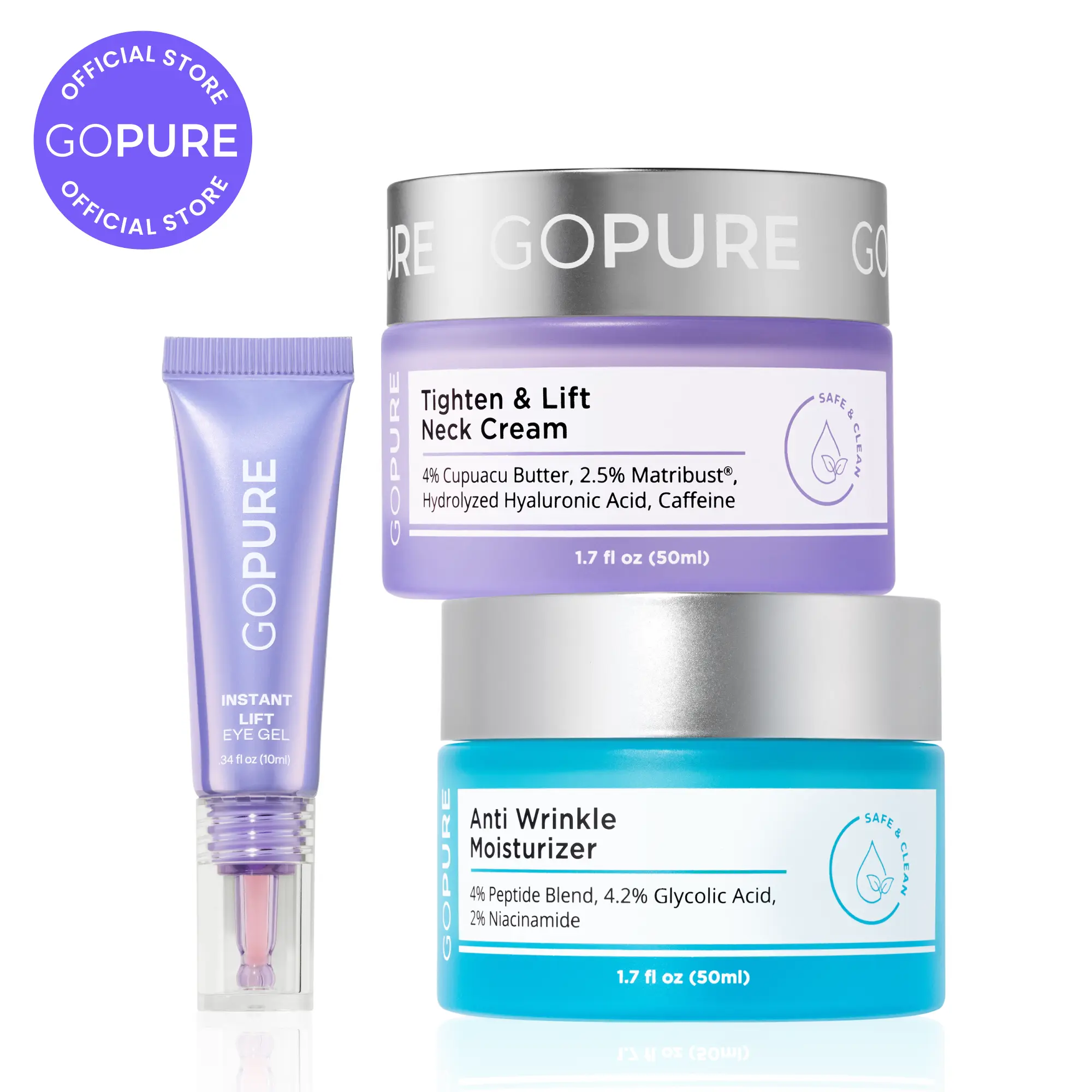 GOPURE Total Tighten & Lift Facial Trio - Eye Gel, Neck Cream, Anti Wrinkle Moisturizer GOPURE Total Tighten & Lift Facial Trio - Eye Gel, Neck Cream, Anti Wrinkle Moisturizer