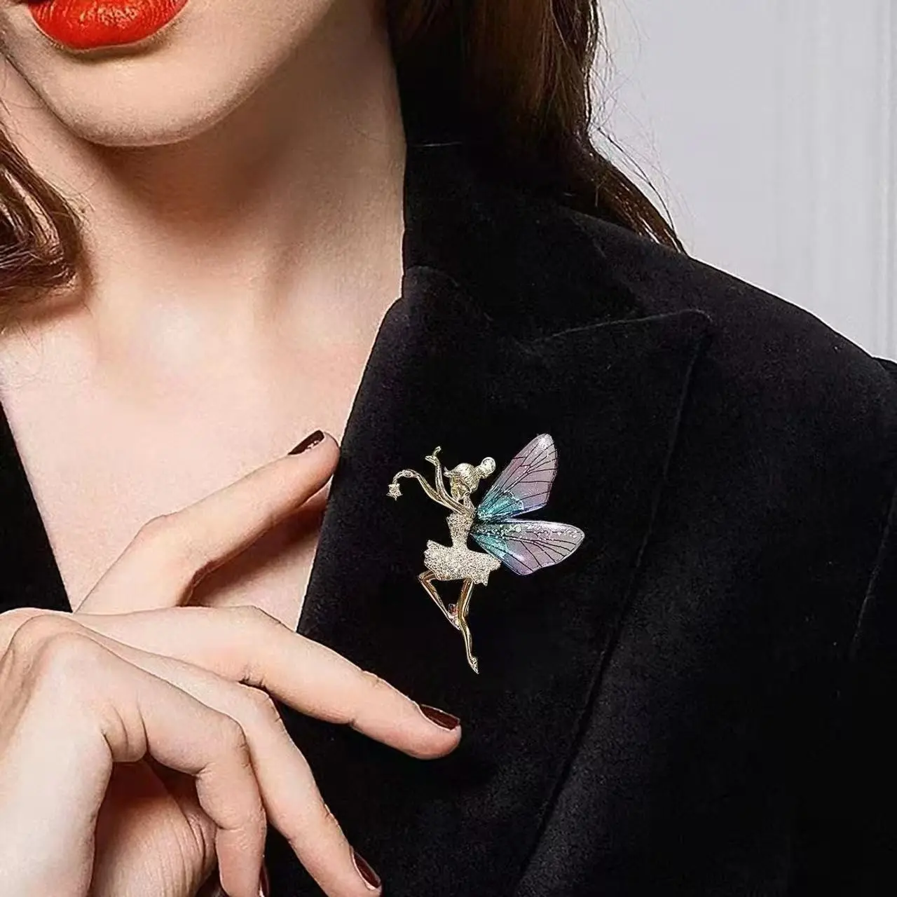 Ballet Angel Wings Brooch, Fashionable and Elegant Butterfly Pin, Versatile High-End Clothing Accessory, Stylish Lapel Clip