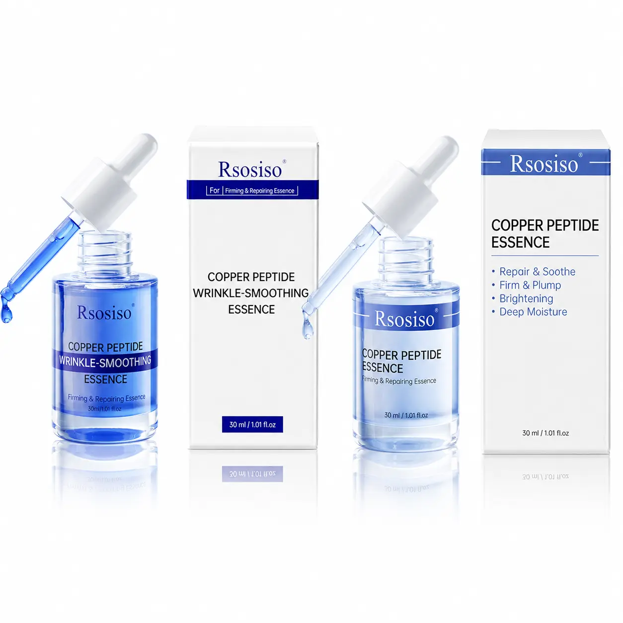Rsosiso Copper Peptide Face Serum 30ML & Copper Peptide Anti Wrinkle Serum 30ML | Hydrating Facial Essence For Smooth Texture, Fine Line Care, Moisture Balance, Firm Looking Skin Appearance, Radiant Glow, Daily Skincare Routine