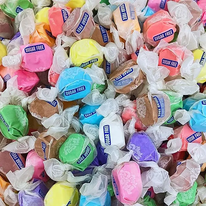 Taffy Town Sugar Free Taffy Assortment - 10 Flavors, 1lbs (16oz) Bulk Bag - Individually Wrapped, Gluten & Nut Free, Diabetic Friendly Gourmet Candy For Taffy Lovers