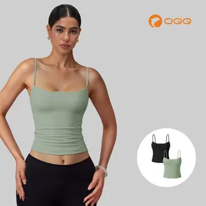 OQQ Women's Sleeveless Square Neck Cami Top Comfort Casual Basic Tops