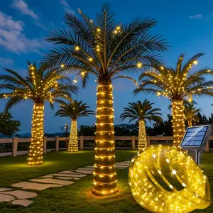 Solar Rope Light 33FT 100L Warm White IP65 Weatherproof Outdoor LED Copper Fairy String Tube Lights for Christmas Party Garden Patio Stair Balcony Fence Tree Decoration 8 Modes