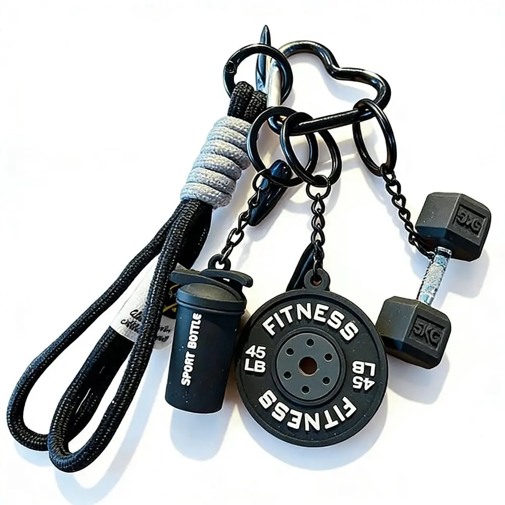 Dumbbell & Weights Keychain, Bag Purse Charms Gift for fitness Women and Men, Cute Mini Car Key Chains for Gym