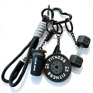 Dumbbell & Weights Keychain, Bag Purse Charms Gift for fitness Women and Men, Cute Mini Car Key Chains for Gym