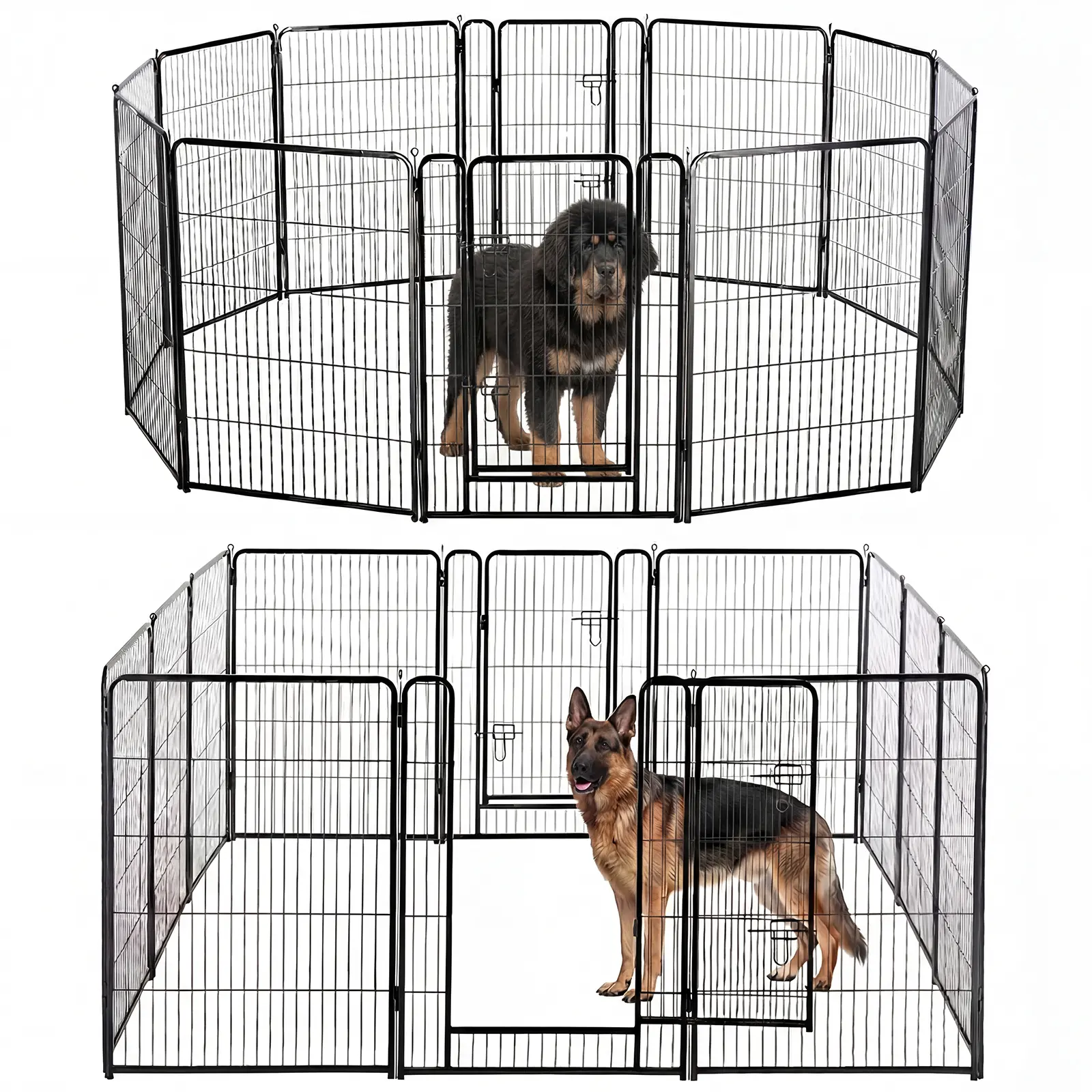 Dog Playpen Indoor, Metal 24 Inch 2 Panels Foldable Pet Fence with Door, Outdoor Small Medium Large Dog Puppy Portable Exercise Play Pen for RV Camping, Trips, Play Yard