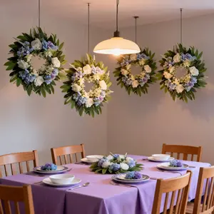 Blue Hydrangea and Rose Wreath, Wedding and Engagement Decor, Home Outdoor Wall Decoration, Easter Mother's Day Gift Wreath, Home Decor Ornaments