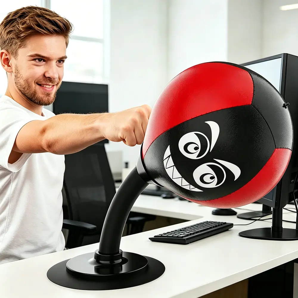 Desktop Punching Pedestal Bag with Suction Base - Table Boxing Speed Ball, Office Worker Stress Relief Toy, Desk Reflex Training Equipment