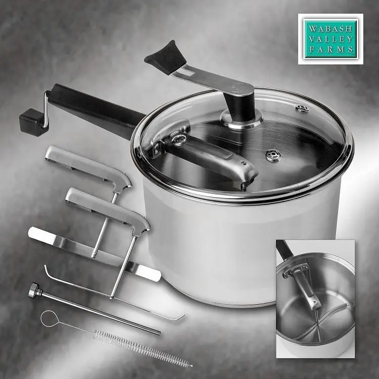 Wabash Valley Farms 23000-D Platinum Series Stainless Steel Stovetop Popcorn Popper, Kitchen Tool with Induction-Compatible Glass Disc & Ergonomic Handles