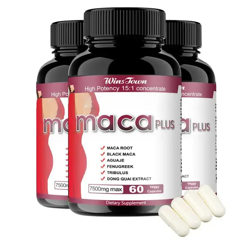 Winstown Maca Enhanced Dietary Supplement Capsules, 7500mg Maca Root Booster, Women’s Curve & Glute-Lifting Nutrition Supplement for Health, 60 Capsules glow with me