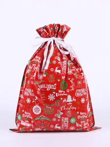 New 3D Drawstring Gift Bag, Christmas Party Aluminum Foil Candy Bag, New Year Creative Gift Packaging Bag, Festive Holiday Wrapping