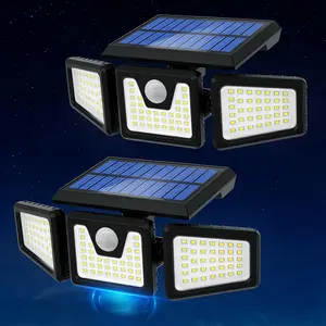 Twin Set Solar Motion Car Light Bars, 3-Sided Adjustable Heads, 270° Detection, Remote Control, IP65 Waterproof, Auto-On/Off, Tool-Free Setup, Smart Outdoor Portable Floodlight for Patio, Fence