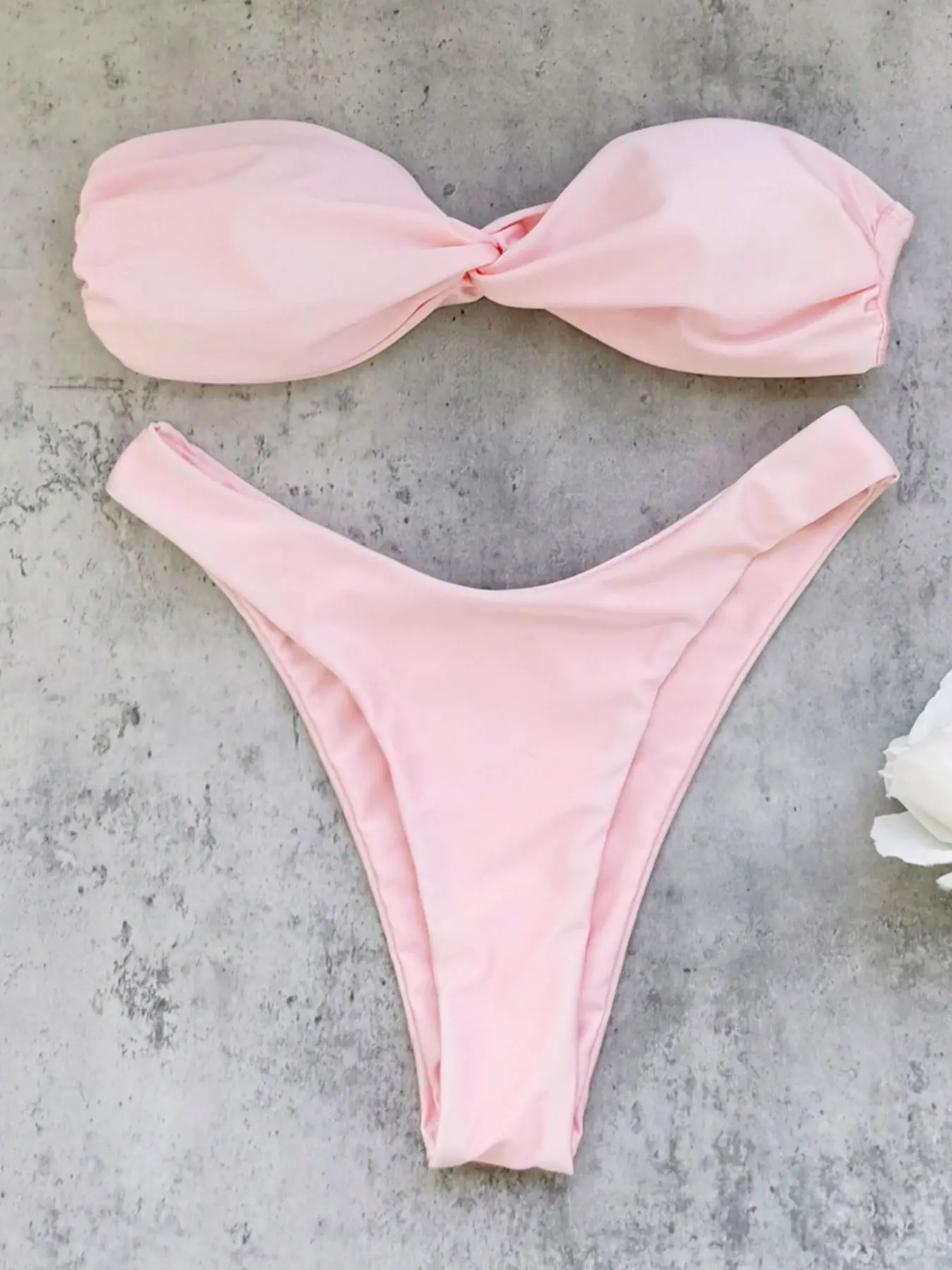 Classic Solid Color Halter Bikini Set, Fashionable Sexy Two-Piece Swimsuit for Women, Casual Low Waist Pool Party Beachwear, Swimsuits Set, Swimsuit Sets, Bikinis Set