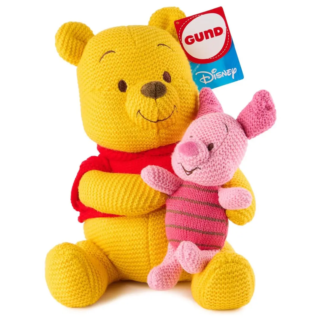GUND Disney Knit Pooh & Piglet Seated Pose 10-in Collectible Duo Plush Toy, Stuffed Animal, 10 Inches