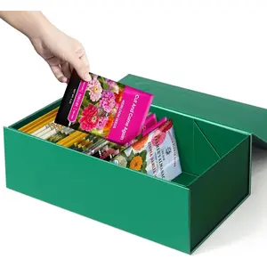 Seed Packet Organizer Box, 11"x5.5"x3.5" Seed Storage Box Fit for Standard Seed Packets- Green