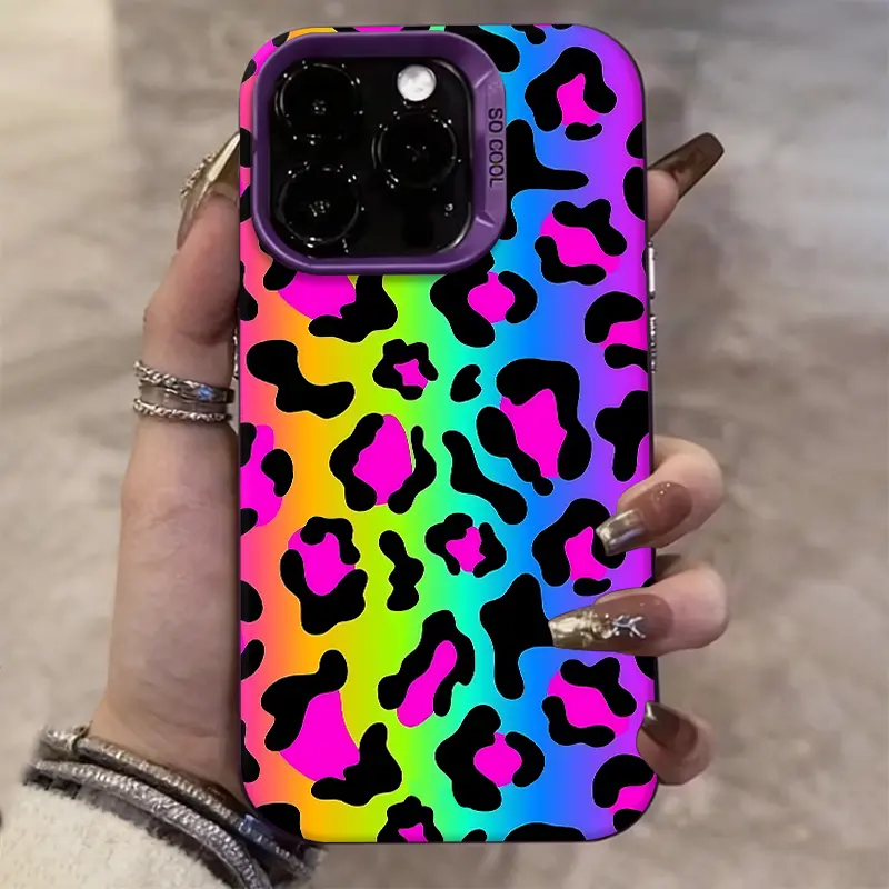 Rainbow-Hued Leopard Print TPU Protective Phone Case - Flexible Shell, Shockproof, Anti-Drop, Durable Casing Cover with Camera Protection for iPhone 17 Air,16 Pro Max,15,15 Plus,14 Plus,13,12,11,XR,XS