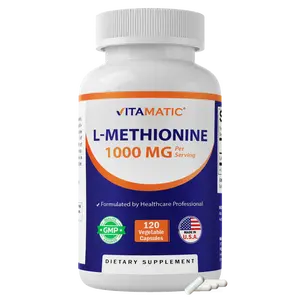 Vitamatic L-Methionine Amino Acid Dietary Supplement, 1000 mg per Serving, 120 Vegetarian Capsules, Non-GMO, Gluten-Free