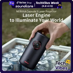 NEBULA Capsule 3 Laser, Outdoor Portable Mini Wi-Fi Smart TV Projector, Upgraded with Google TV, Official Netflix, Dolby Digital, 120 inches Screen and 2.5H Built-In Battery