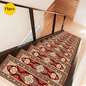 Non-Slip Stair Carpet, Step Protection Carpet, Decorative Bordered Stair Mat, Low Pile Rugs, Washable Runner Rugs for Home Decoration & Bedroom Accessories - Suitable for Indoor, Outdoor Stairs & Multiple Scenarios.