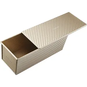 Large Loaf Pan w Lid Pullman Bread Pan 2.2lb dough Aluminized Steel Commercial Grade Non Stick Loaf Baking Pan