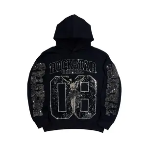 Fields Black Rhinestone Oversized Hoodie