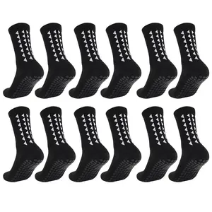 6 Pairs Cushioned Grip Soccer Socks, Non Slip Athletic Sports Football Socks for Boys and Girls