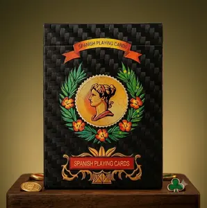 Luxury Gold Foil Baraja Espanola Black and Gold Spanish Playing Cards Elite Cultural Aesthetic Deck for Briscas Mexican Games and Poker