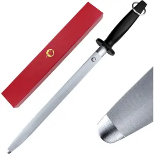 Honing Steel  Sharpener Steel Flat 12 IN Sharpening Rod for Kitchen  Carbon Steel Honing Rod