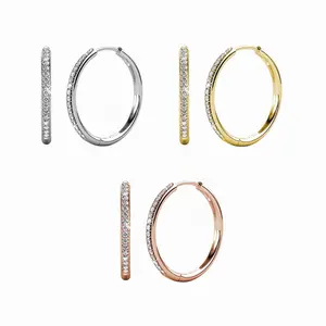 Cate & Chloe Bianca 3-in-1 Hoop Earring Set – 18k White/Yellow/Rose Gold Plated Hoops with 34 Simulated Diamond Crystals – Hypoallergenic, Lead & Nickel Free – Festive Gift-Ready Jewelry for Women in Premium Gift Box