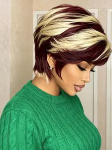 Short Pixie Cut Wig Human Hair 613/99j, Wavy, Natural Look, Lightweight Design, Perfect for Daily Wear & Special Occasions, Human Hair Wigs