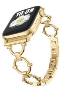 Elegant Double-Ring Metal Band for Apple Watch 38/40/41/42/44/45/49mm, Compatible with All Series 1-10, SE, and Ultra. Luxury Casual Party Women's Wristband | Ideal Gift for Women on Festivals, Smart Watch Straps (Watch Not Included)