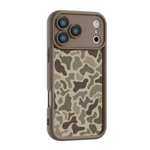 Fashionable camouflage pattern phone case, compatible with iPhone 17 Pro Max, 16 Pro Max, 15 Pro, 14, 13, 12, and 11.  Shockproof and drop-resistant phone case made of durable silicone material.