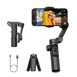 AOCHUAN 3-Axis Anti-shaking Gimbal Stabilizer for iPhone/Android Phone with RGB Magnetic Fill Light, Foldable for Vlog Recording & Accessories Selfie Smartphone Cellphone