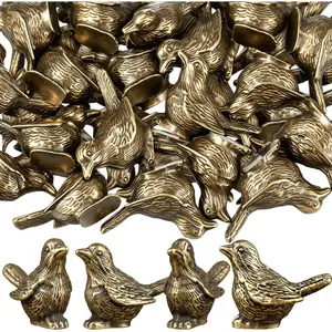 50 count Mini Brass Figurines Small Sparrow Statue Mini Bird  Metal Sparrows  Brass Bird Figurines for  Office Bookshelf  Miniature Landscape Accessory