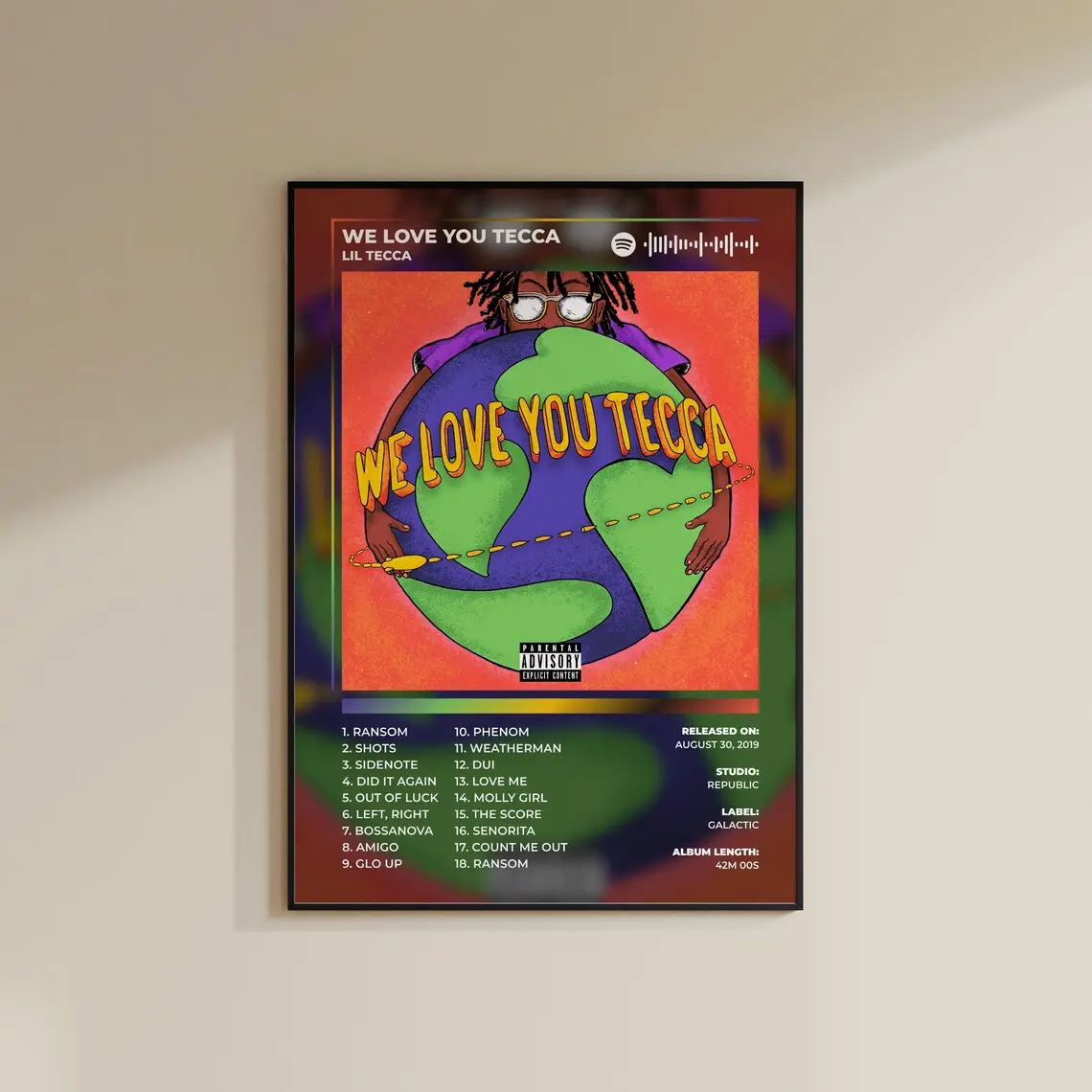 Lil Tecca 'We Love You Tecca' Album Cover Poster Art (Physical or Digital Print)